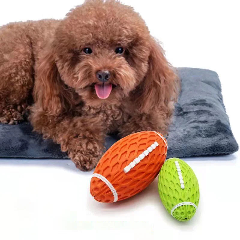 New Rubber Pet Dog Toy Rugby Football Squeaky Sounding Toys Teeth Cleaning Chew Toy Interactive Play Pet Supplies Accessories