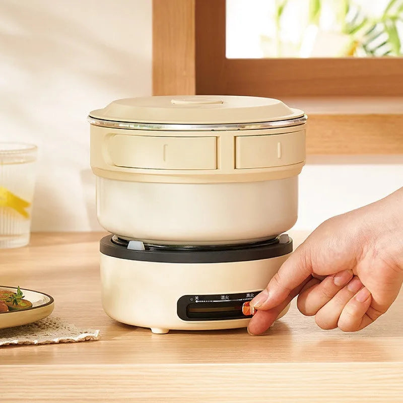 2L Folding Travel Electric Cooking Pot 2 Gear Adjust Electric Hot Pot Student Noodle Pot Multi-function Outdoor Heater Kettle