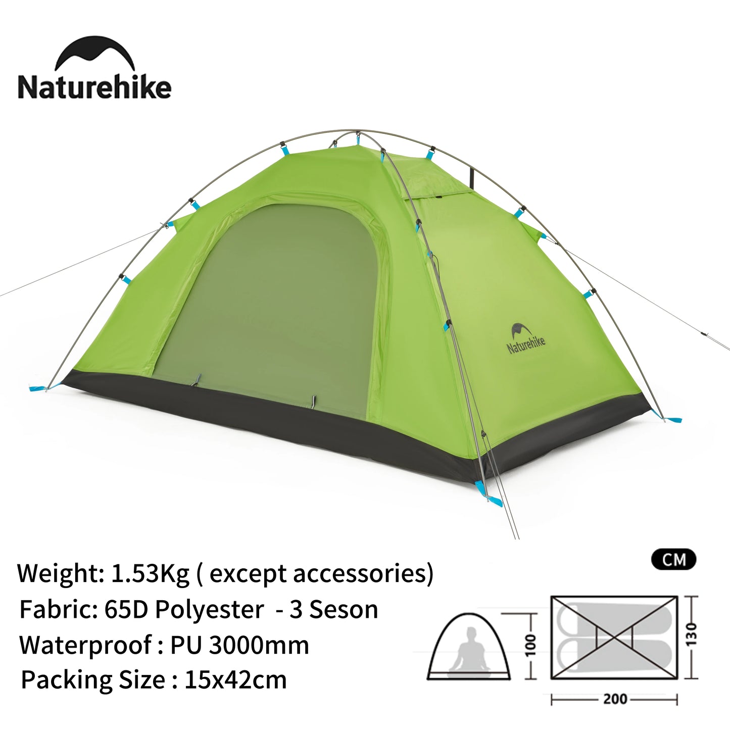 Naturehike New Camping Tent Large Space Mosquito-repellent Beach Tents Ultralight Quick Set 2 Person 2024 Outdoor Hiking Tent