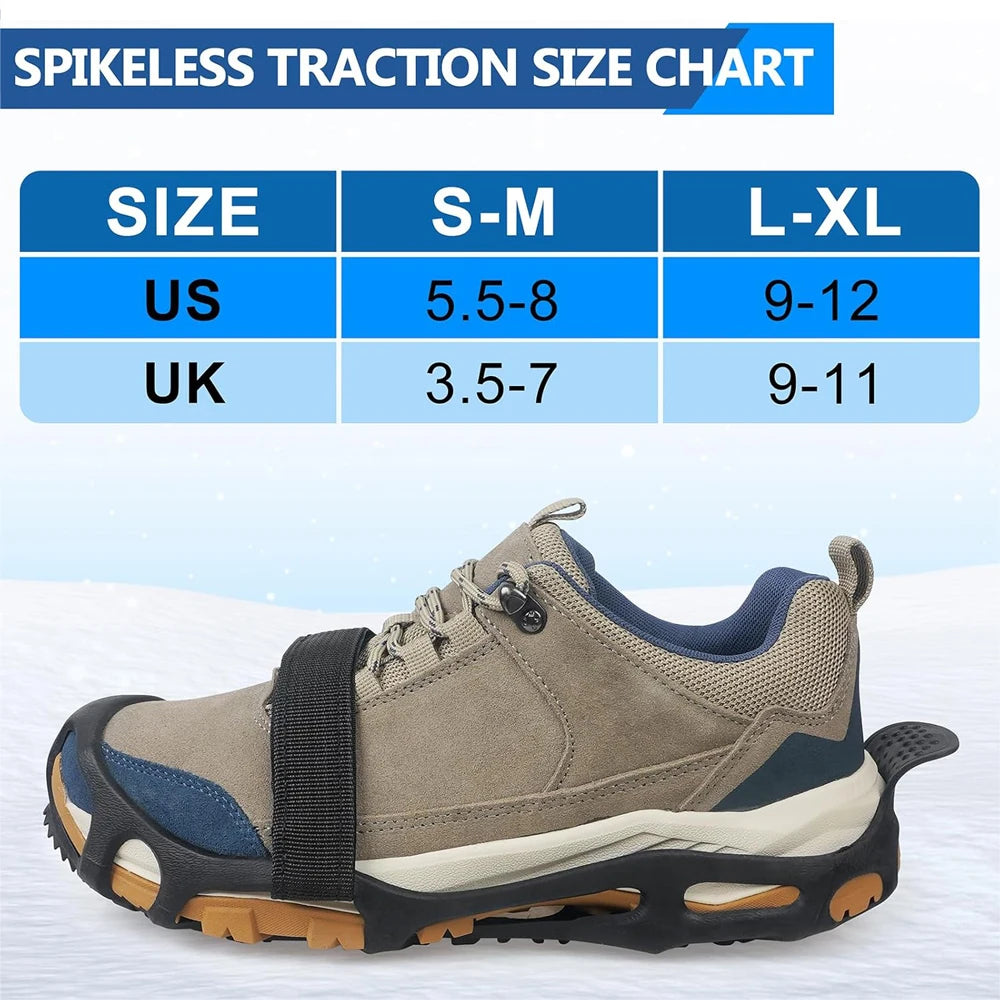 Spikeless Ice Cleats Anti-Slip Shoe Traction Grips Crampons Traction Aids Slick Wet Slippery Surface Indoor Outdoor Overshoes