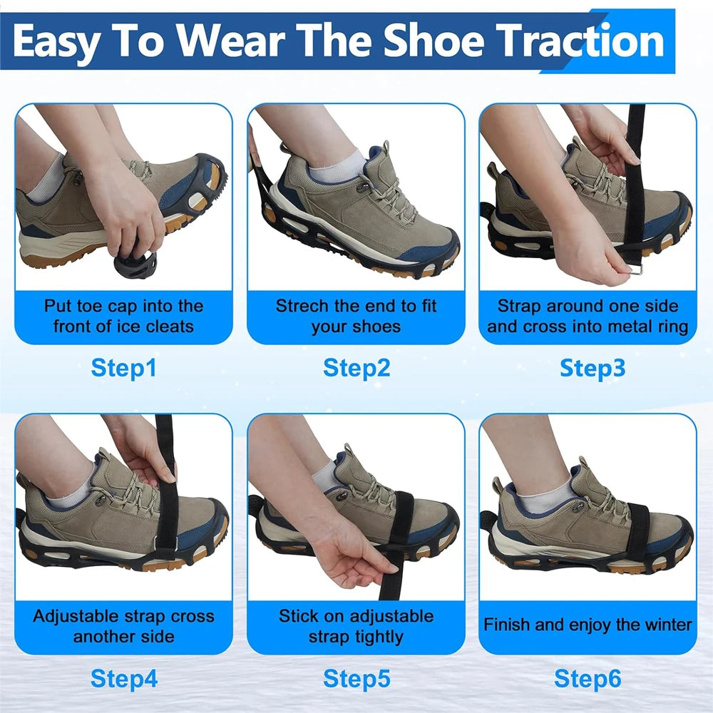 Spikeless Ice Cleats Anti-Slip Shoe Traction Grips Crampons Traction Aids Slick Wet Slippery Surface Indoor Outdoor Overshoes