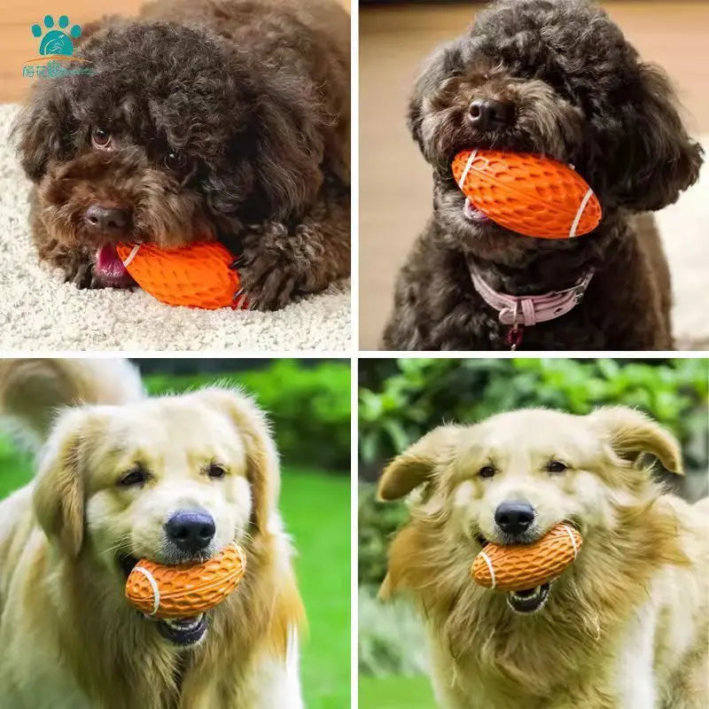 New Rubber Pet Dog Toy Rugby Football Squeaky Sounding Toys Teeth Cleaning Chew Toy Interactive Play Pet Supplies Accessories
