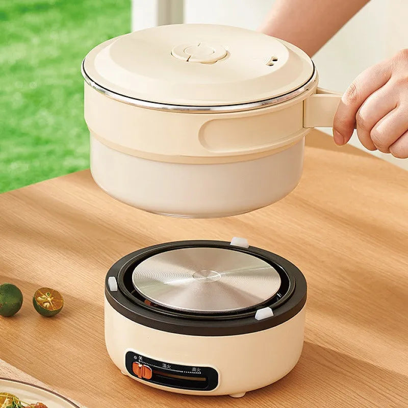 2L Folding Travel Electric Cooking Pot 2 Gear Adjust Electric Hot Pot Student Noodle Pot Multi-function Outdoor Heater Kettle