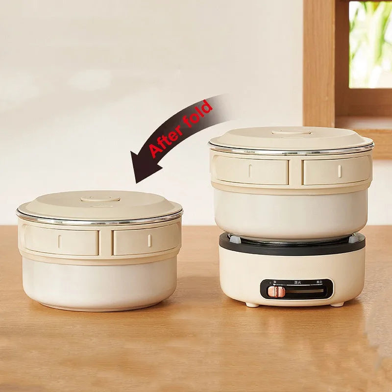 2L Folding Travel Electric Cooking Pot 2 Gear Adjust Electric Hot Pot Student Noodle Pot Multi-function Outdoor Heater Kettle