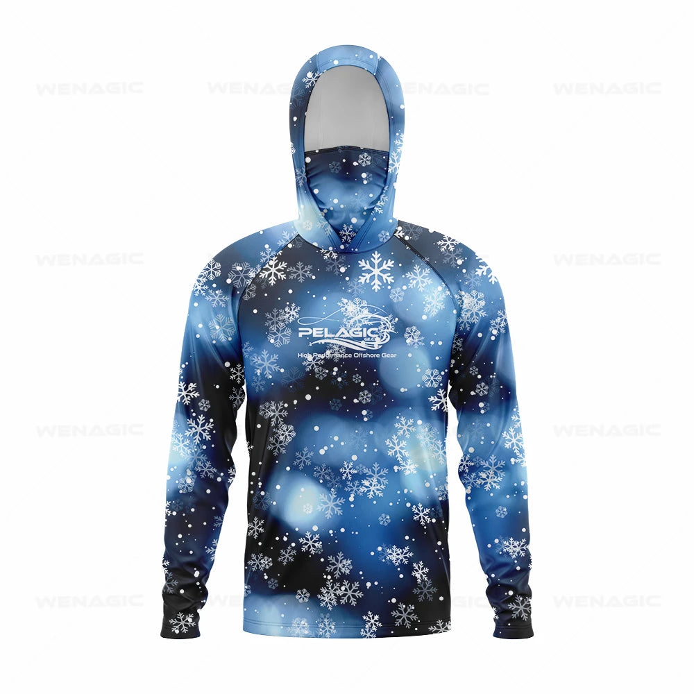 pelagic gear Men Hood Fishing Shirt long sleeve Fishing clothing fishing t shirt uv protection fishing shirt Fishing Apparel