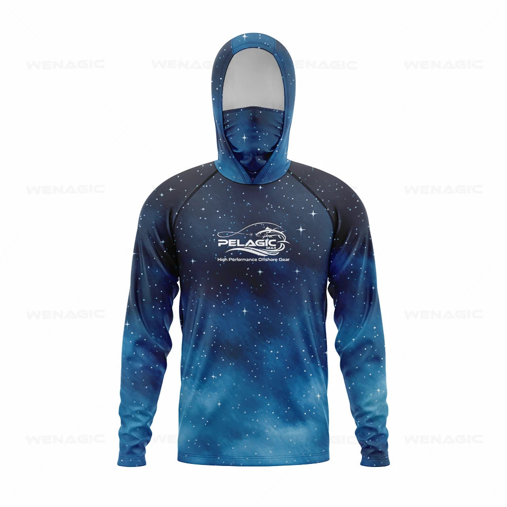 pelagic gear Men Hood Fishing Shirt long sleeve Fishing clothing fishing t shirt uv protection fishing shirt Fishing Apparel