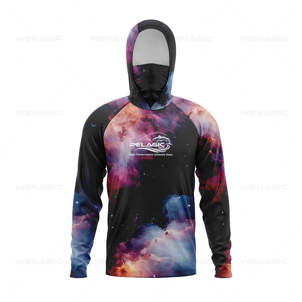 pelagic gear Men Hood Fishing Shirt long sleeve Fishing clothing fishing t shirt uv protection fishing shirt Fishing Apparel